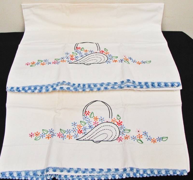 lot 106 image: set of embroidered pillow cases