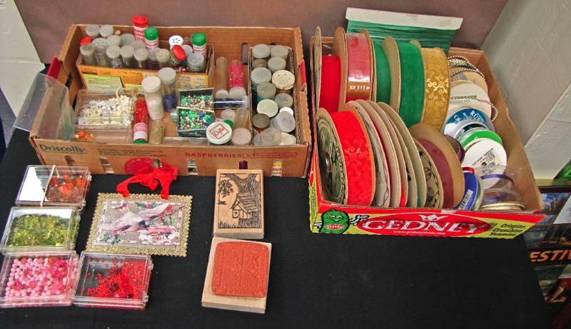 lot 112 image: ribbon glitters stamps and more