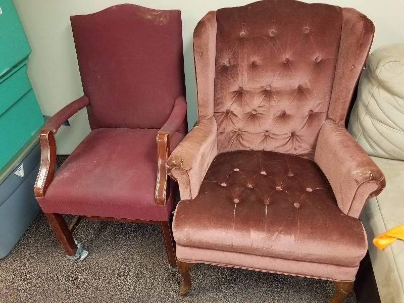 lot 6 image: Vintage High Back Chairs (2)