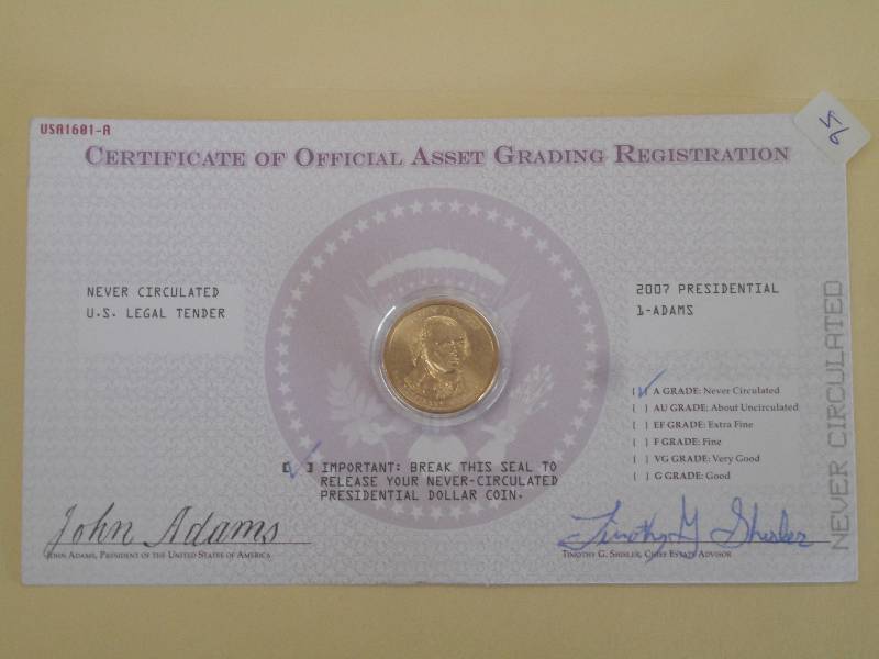 2007 Adams Presidential Dollar Coin...