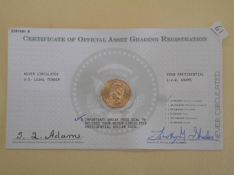 2008 Adams Presidential Dollar Coin...