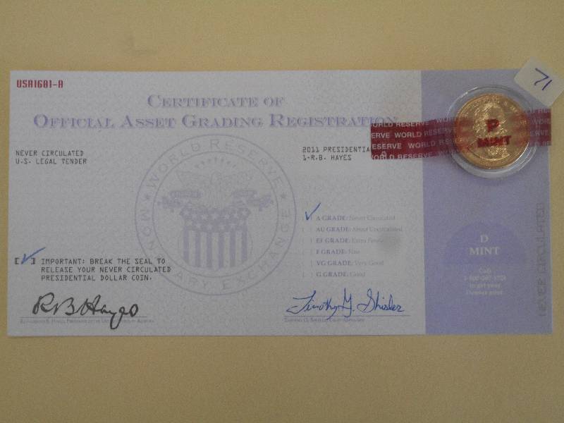 2011 Hayes Presidential Dollar Coin...