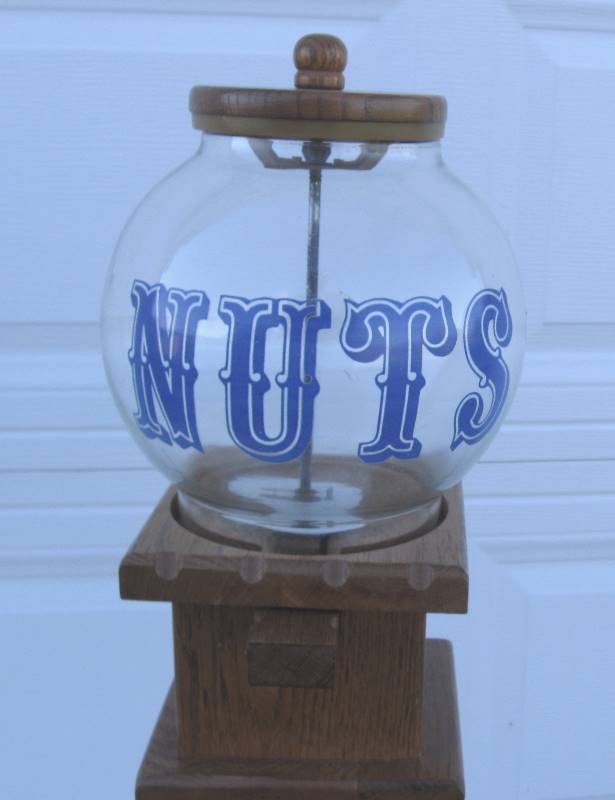 lot 004 image: Carousel Wood & Glass NUTS Dispenser on Stand