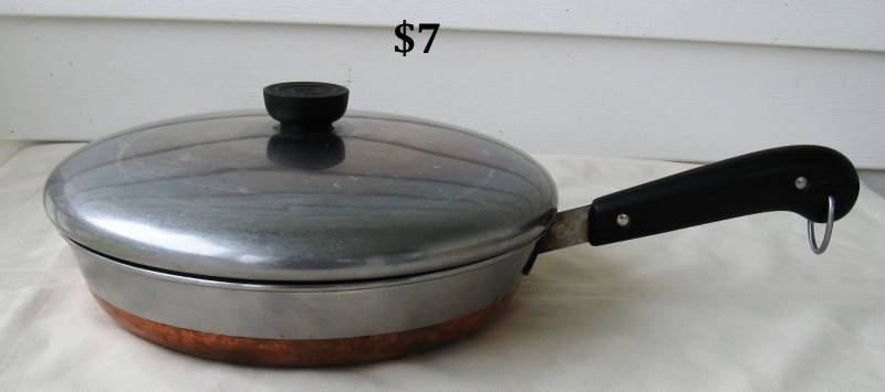 lot 020 image: VIntage 1801 REVERE WARE Copper Bottom & Visionware Glass 10 SKILLET Fry Pan wLID