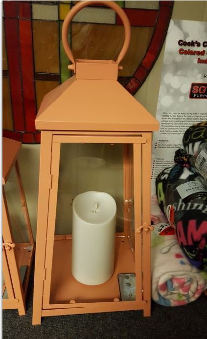 lot 10 image: Luminara 18 Hampton Indoor Outdoor Lantern with Flameless Candle & Remote  - CORAL