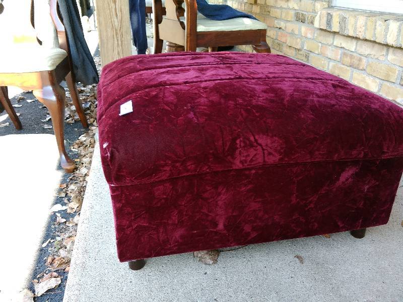 Red Velvet Ottoman