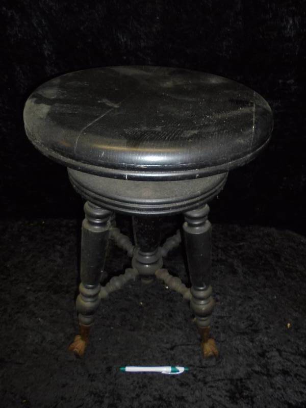 lot 13 image: Vintage Piano Stool wglass ball clawfeet