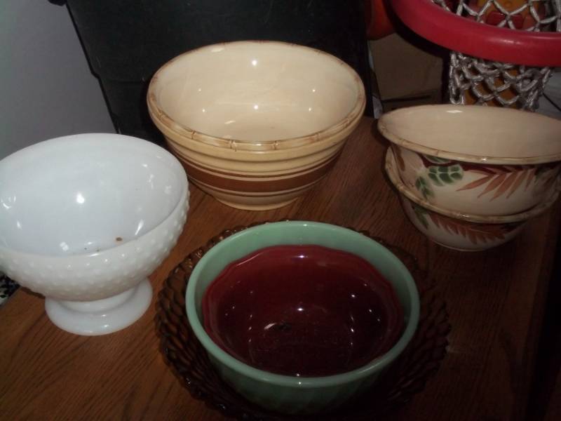 Set of bowls and glass lamp shade