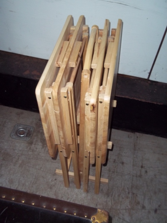 Folding wood TV trays with stand