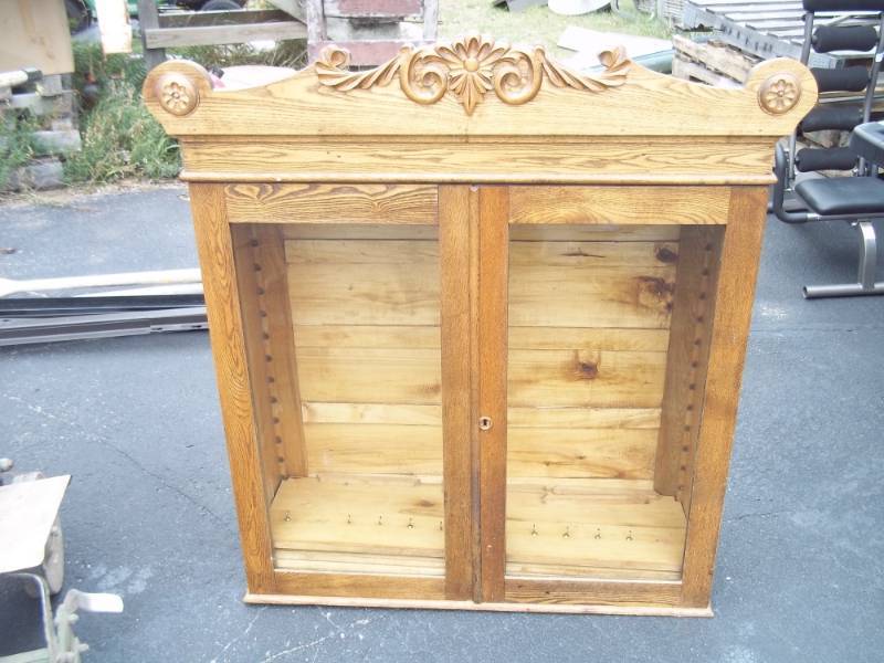 Vintage glass door cabinet with 3 shelves 36 x 12 x 42