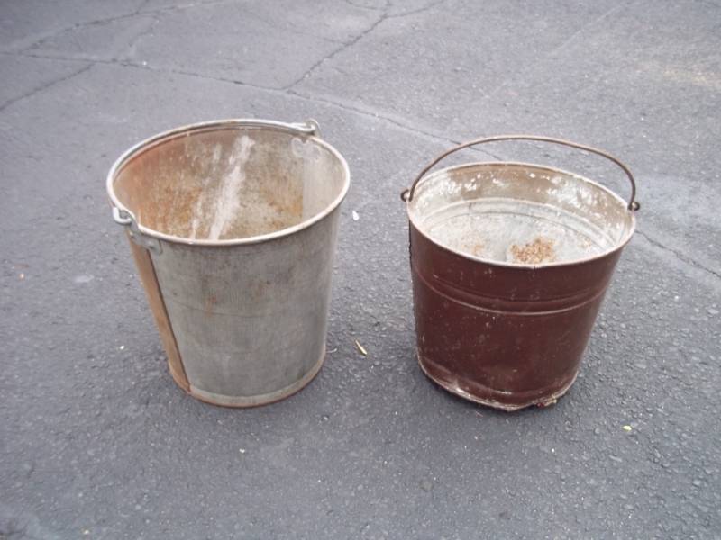 2 Vintage galvanized pails 12 tall x 11 diameter