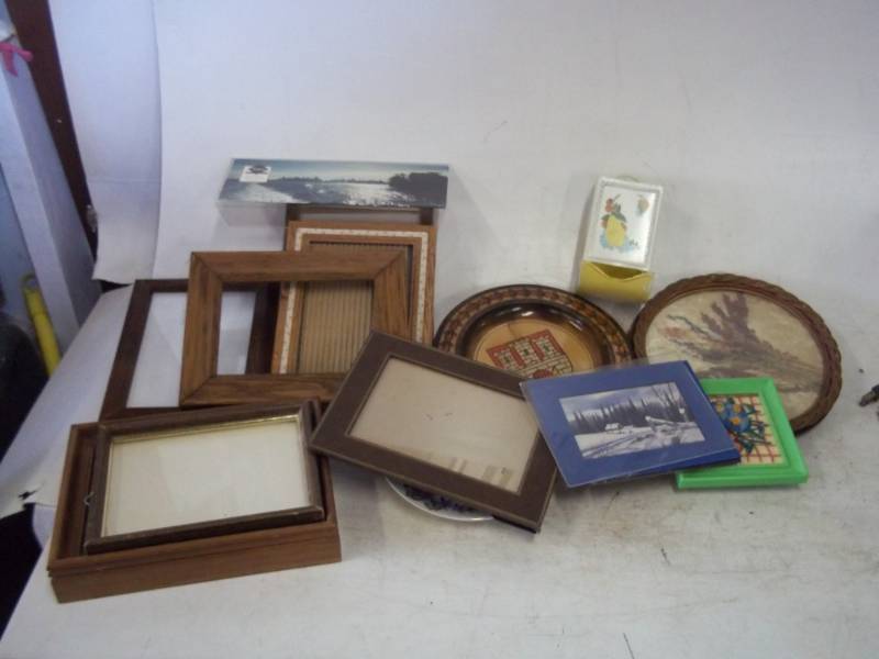 Assorted picture frames and match holder