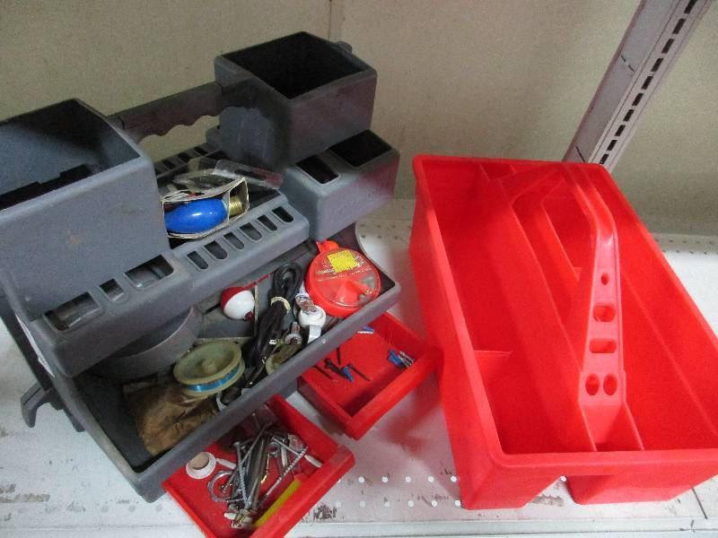 lot 88 image: 2 storage totes w misc stuff