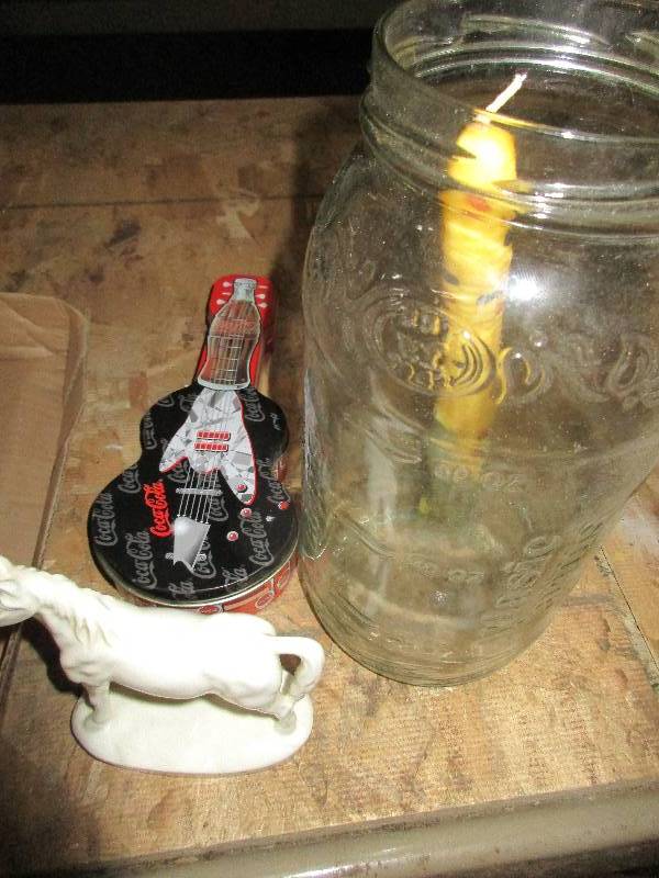 lot 112 image: coca-cola tin and glass jar