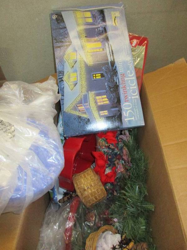 lot 134 image: Christmas decorations, containers and angel light