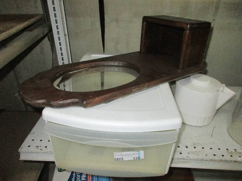 lot 135 image: Thermo coffee pot, storage bin and mirror