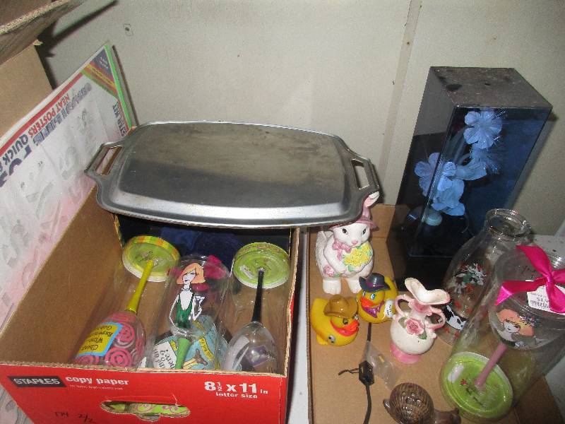 lot 174 image: nick-nacs, wine glasses, fiber-optic flowers