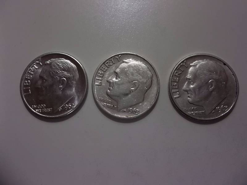 1962,1963,1963D Roosevelt Dimes Higher Grades