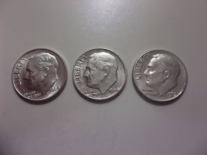 1963,1964,1964D Roosevelt Dimes Higher Grades