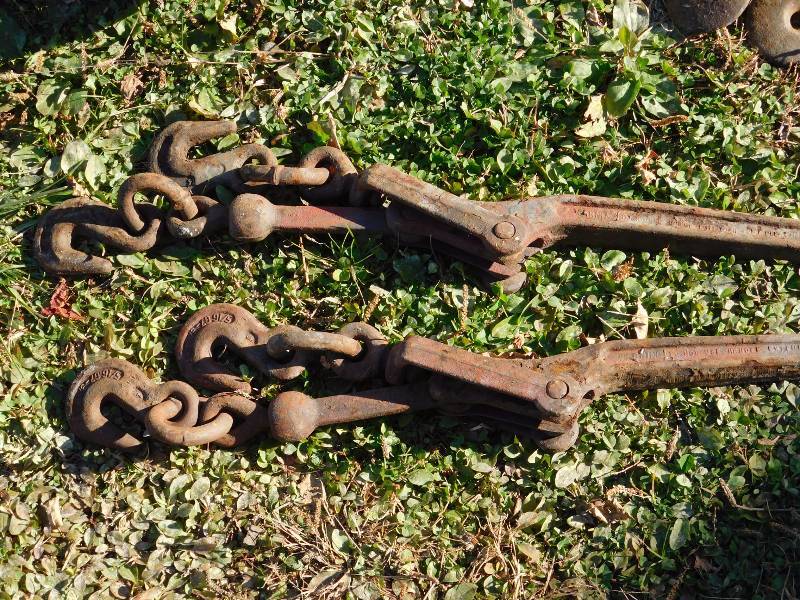 lot 110 image: 2 cast iron come along load binder