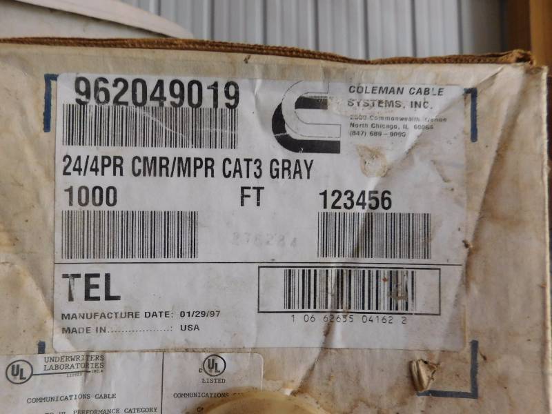 lot 43 image: grey CAT 3 Telephone wire