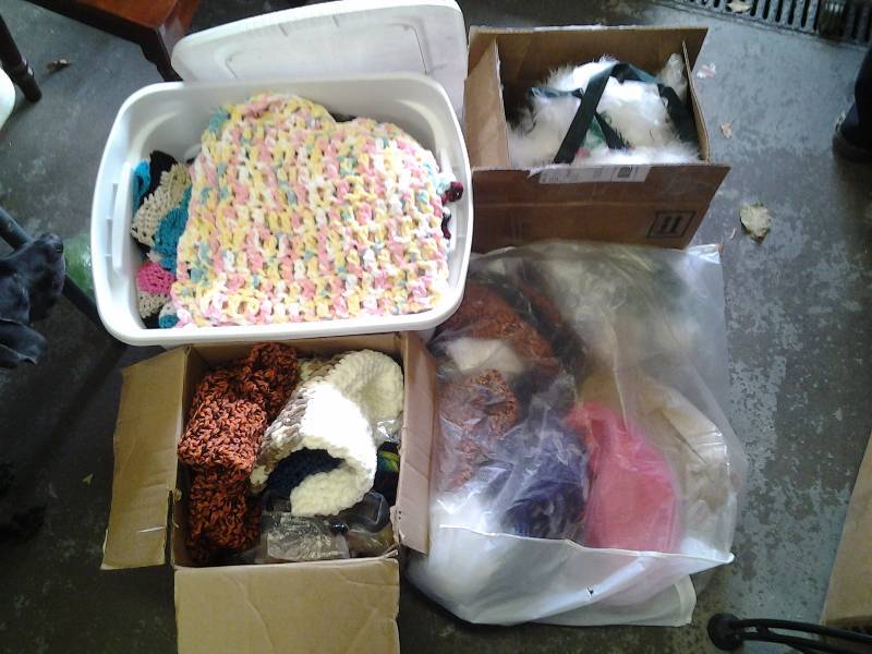 lot 75 image: Large Lot Of Yarn, Knitting & Crocheted Projects, Craft Related