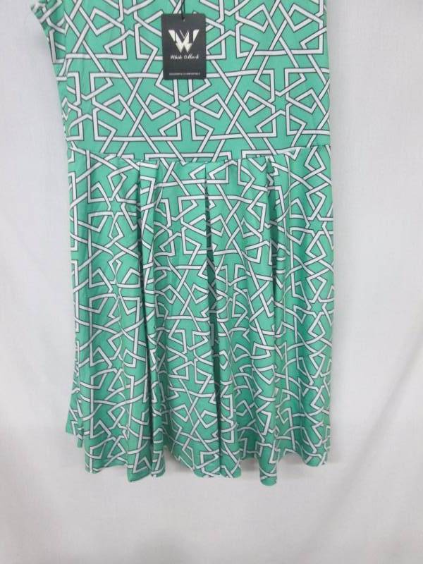 White Mark Printed Sleeveless Skater Dress - XL