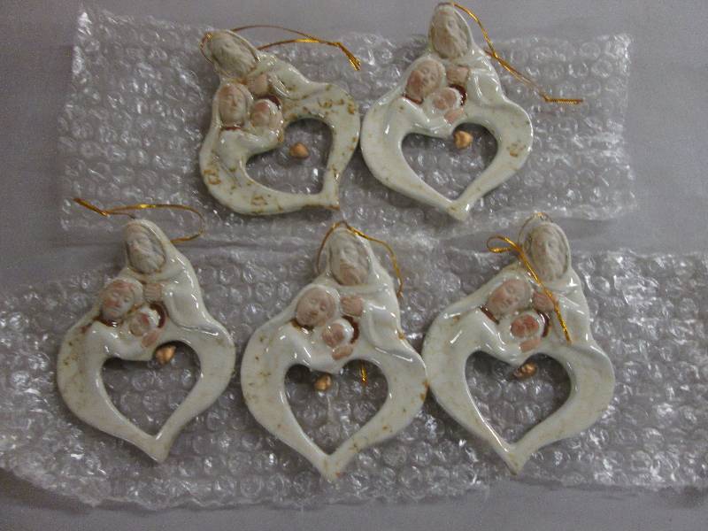 Lot of 5 Stoneware Holy Family Chri...