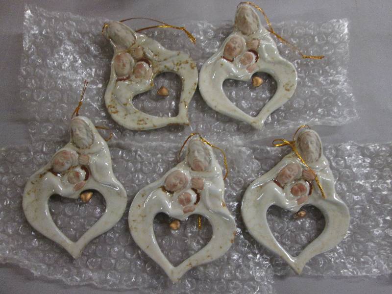 Lot of 5 Stoneware Holy Family Chri...