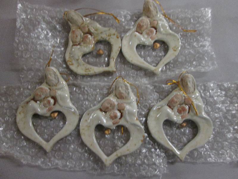 Lot of 5 Stoneware Holy Family Chri...