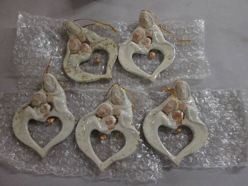 Lot of 5 Stoneware Holy Family Chri...