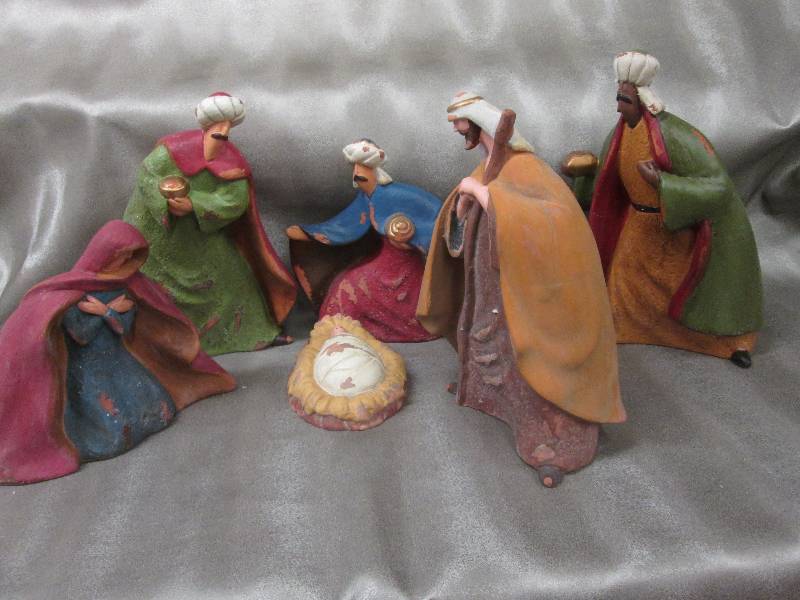 6 pc Broad Base Ceramic Nativity Se...