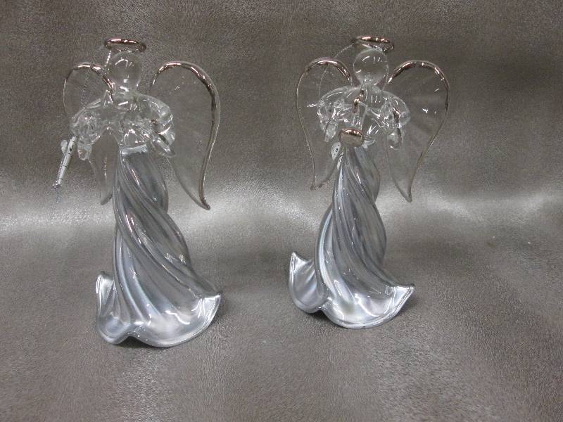 Set of 2 5 inch Glass Angel Orname...