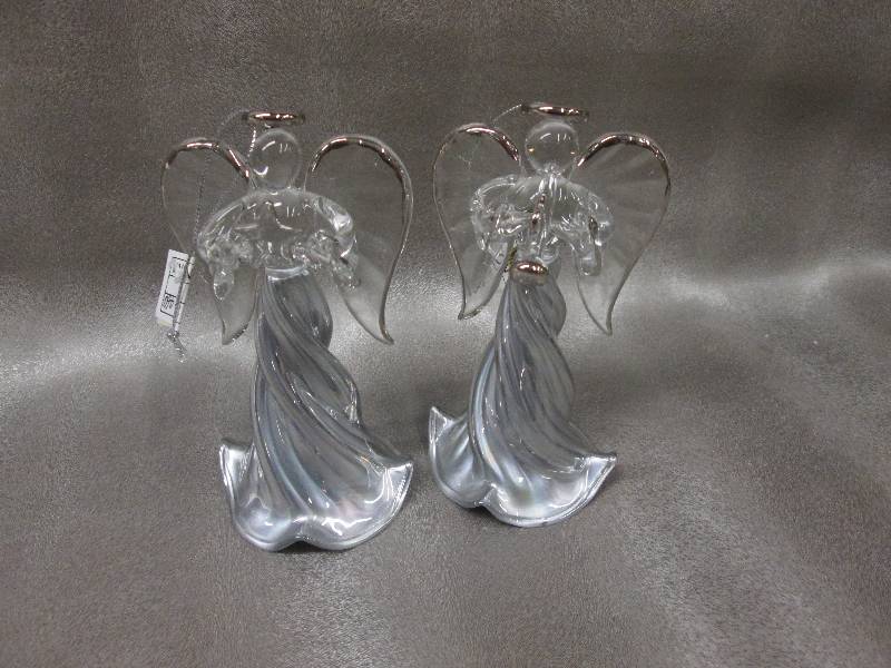 Set of 2 5 inch Glass Angel Orname...