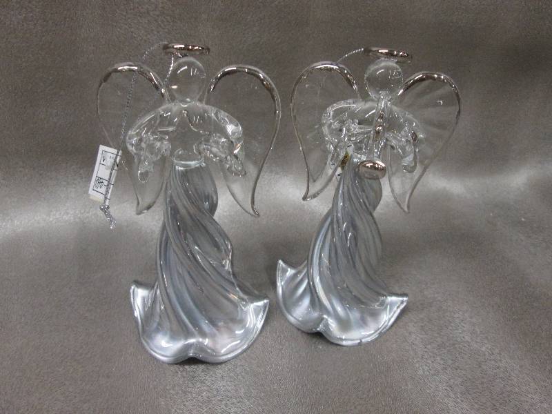 Set of 2 5 inch Glass Angel Orname...