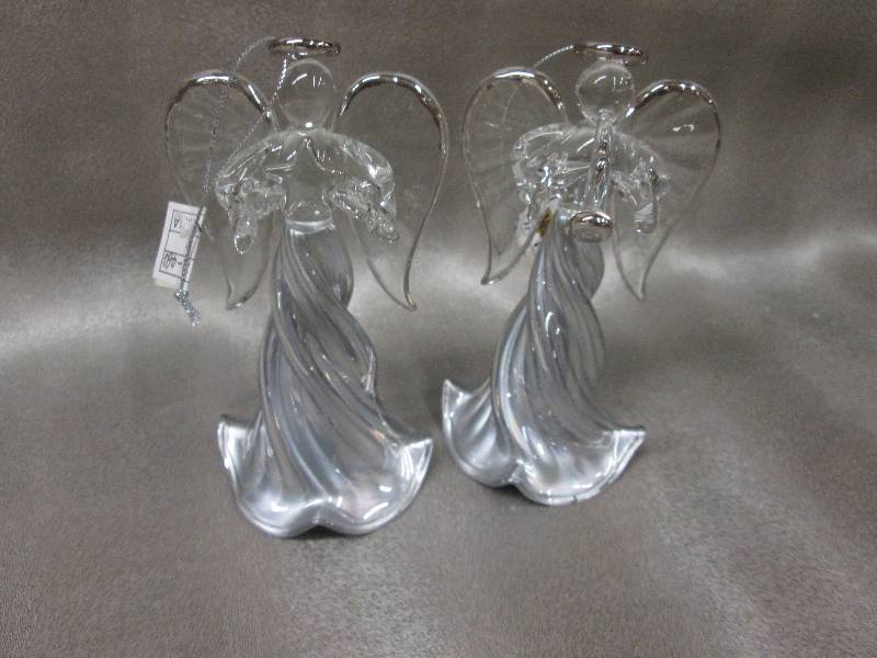 Set of 2 5 inch Glass Angel Orname...
