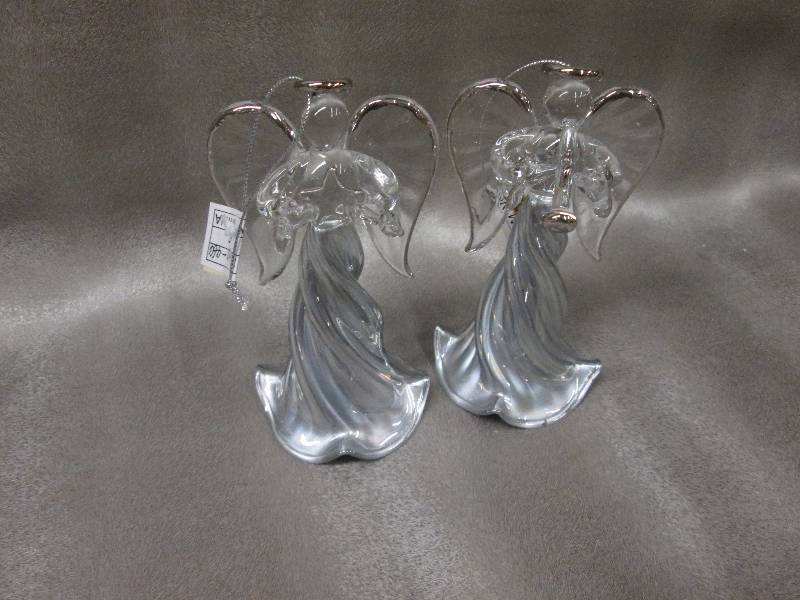 Set of 2 5 inch Glass Angel Orname...