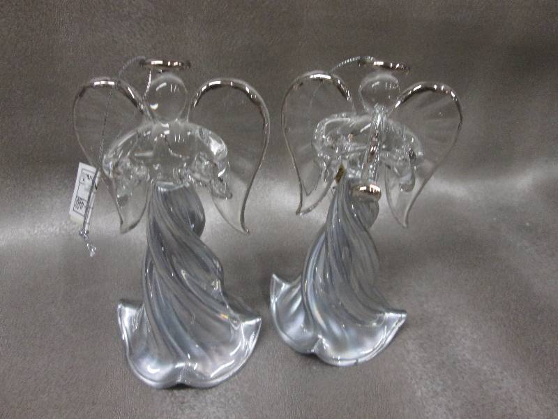 Set of 2 5 inch Glass Angel Orname...
