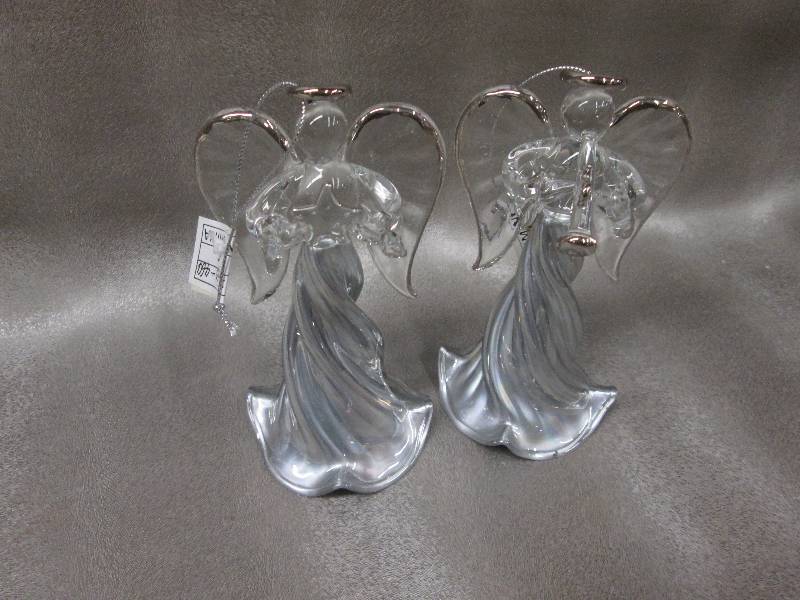 Set of 2 5 inch Glass Angel Orname...