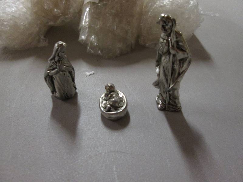 Lot of 6 Miniature Pewter Holy Fam...