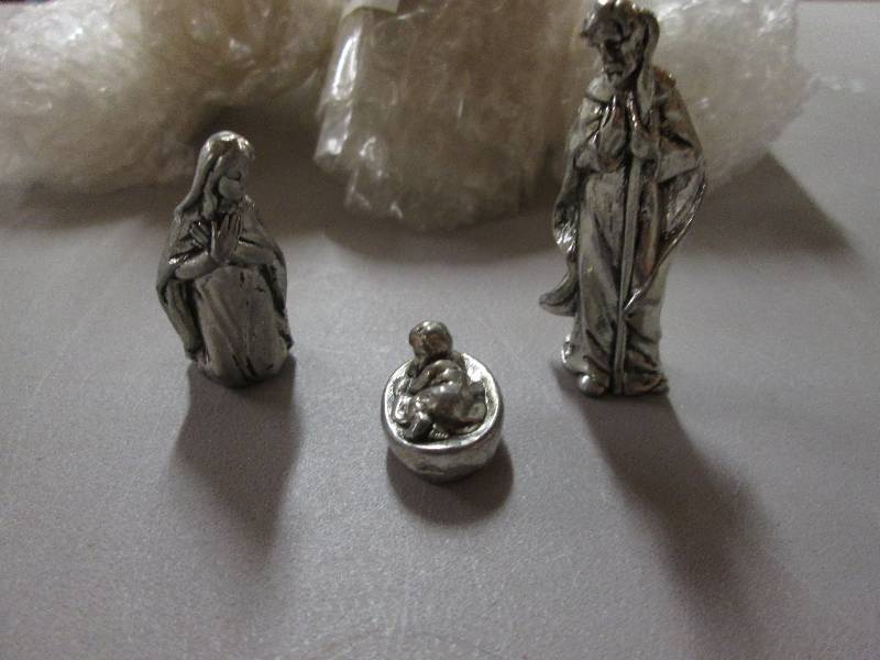Lot of 6 Miniature Pewter Holy Fam...