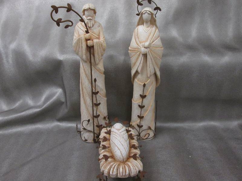 3 pc Poly resinMetal  Holy Family ...