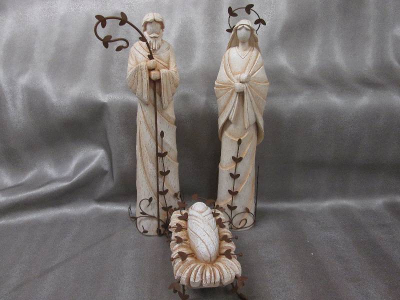 3 pc Poly resinMetal  Holy Family ...