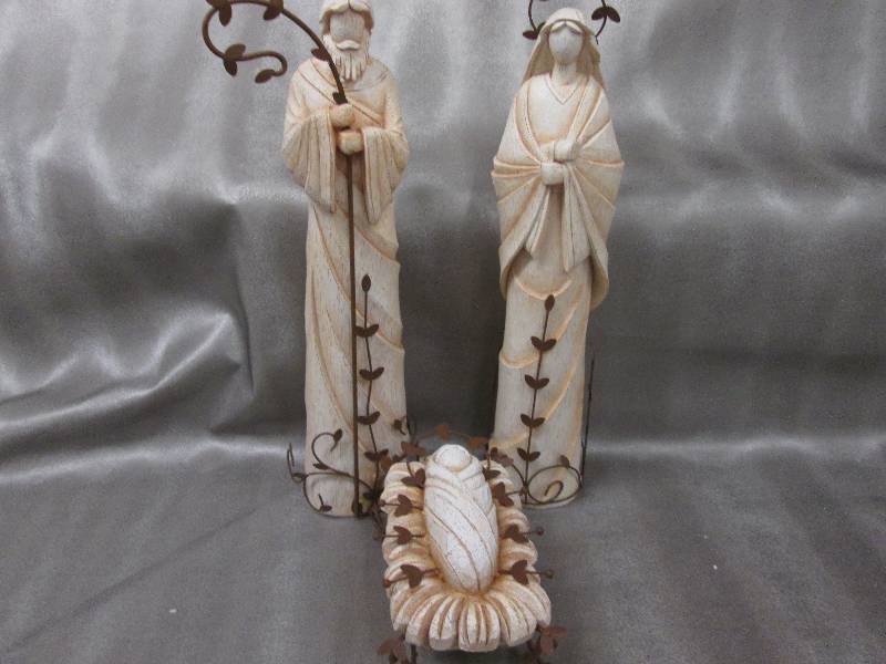 3 pc Poly resinMetal  Holy Family ...