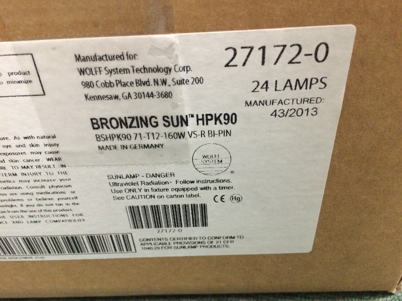 lot 67 image: Tanning Bed lamps    Almost Full Box - 22 bulbs
