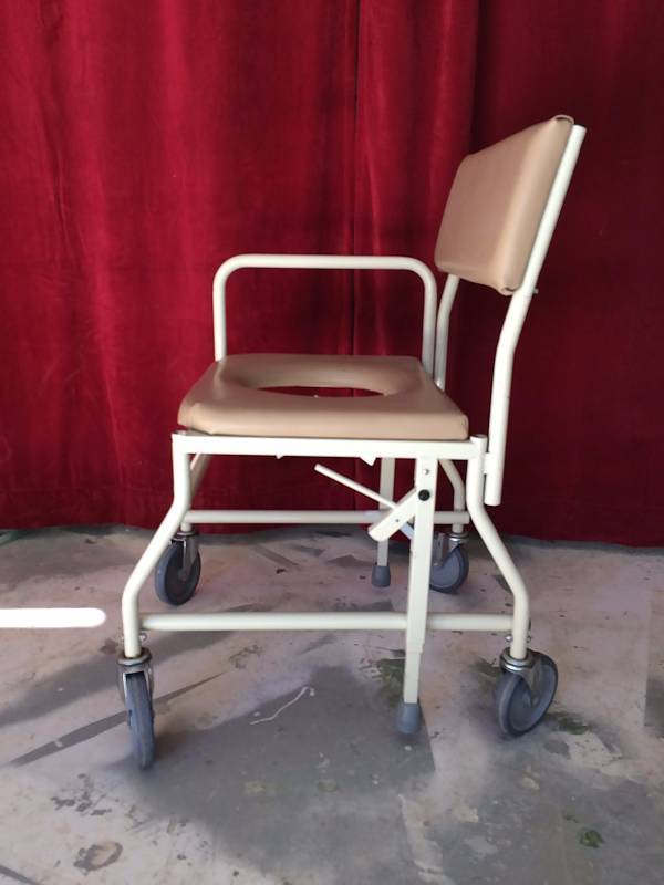 lot 116 image: Retails New $650 Home Health Medical Assisted Living ActiveAid 450 Shower Overtoilet Commode Chair with 5 Casters Super Condition - See URL Below