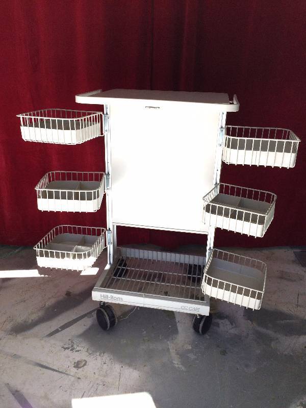 lot 118 image: Heavy Duty Mobile Work Center Storage Unit Hill-Rom Hospital Emergency Critical Care Cart Excellent Condition Perfect For Mechanics or Crafters Etc