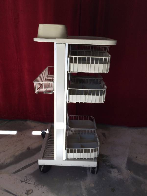 lot 119 image: Heavy Duty Mobile Work Center Storage Unit Hill-Rom Hospital Emergency Critical Care Cart Excellent Condition Perfect For Mechanics or Crafters Etc