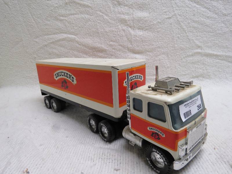 lot 268 image: Vintage Smuckers truck and trailer