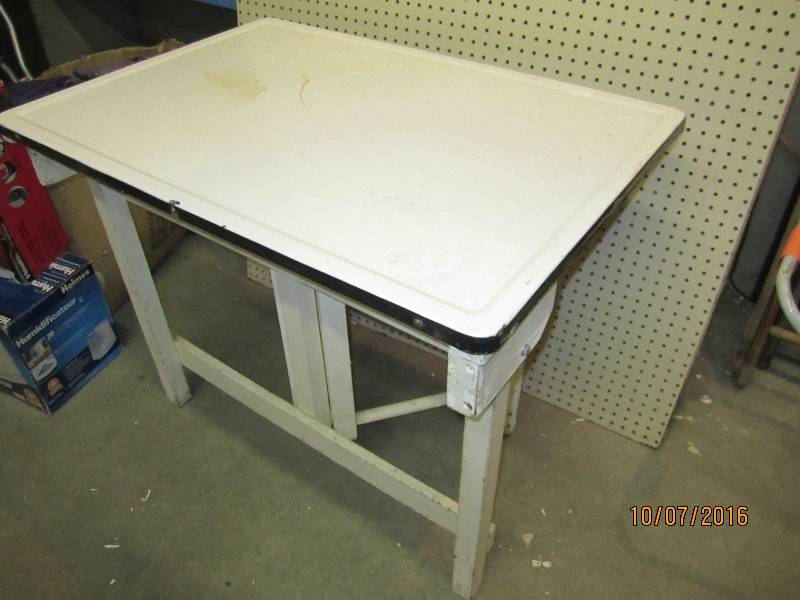 Folding wood base metal enamel top ...